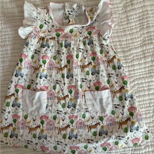 Farm Print Baby Dress with Ruffle Sleeves
